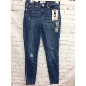 Denizen From Levis Womens Slim Skinny Jeans Blue Distressed Mid Rise 26 New